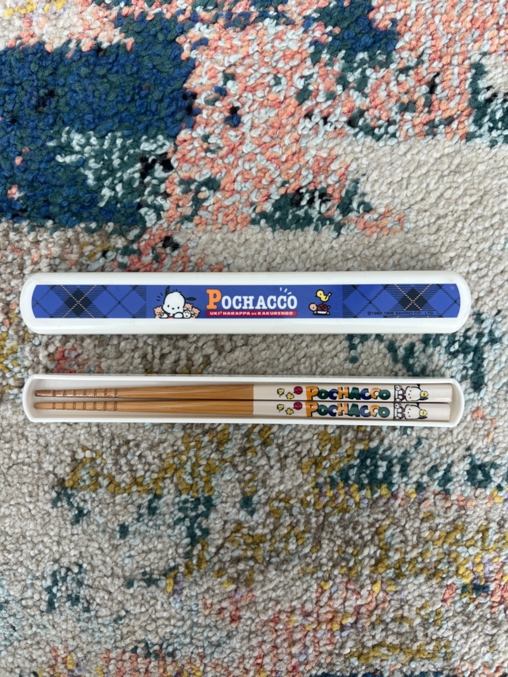 Vintage Sanrio Pochacco Wooden Chopsticks with plastic storage case